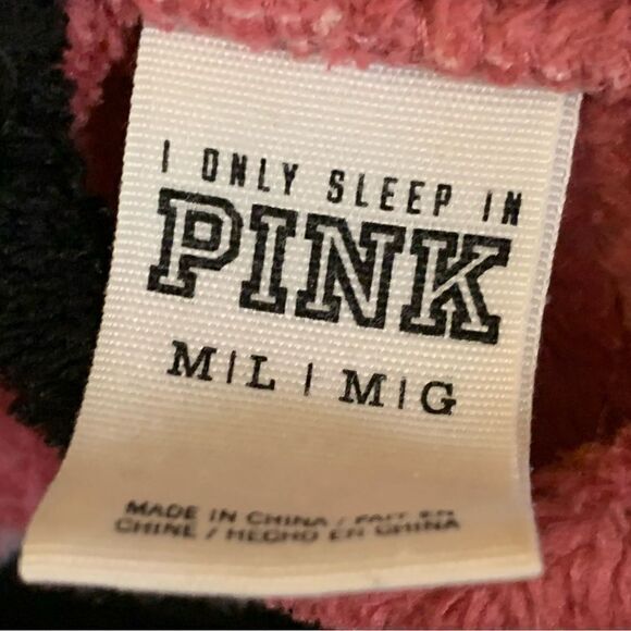 Victorias Secret Fluffy Robe w/ Belt Dark Pink & Black Sz M/L Gorgeous - Picture 4 of 5